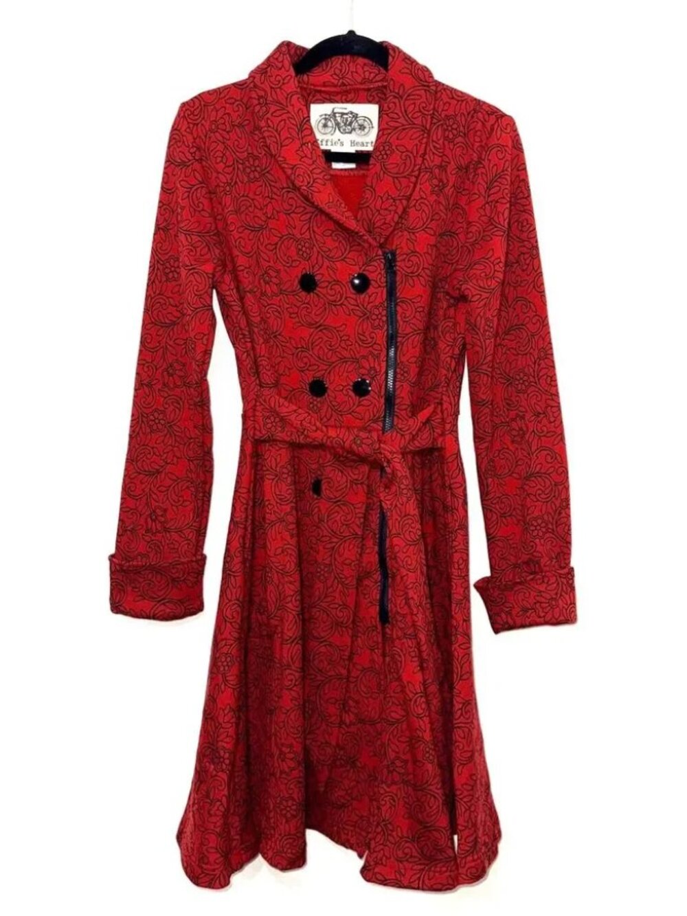 NWOT Effie’s Heart Emporium Coat Jacket Royal - Red Black Floral Size Small